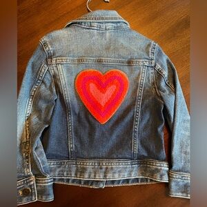 NWOT Toddler Girls’ J Crew Denim Jacket with Heart Patch